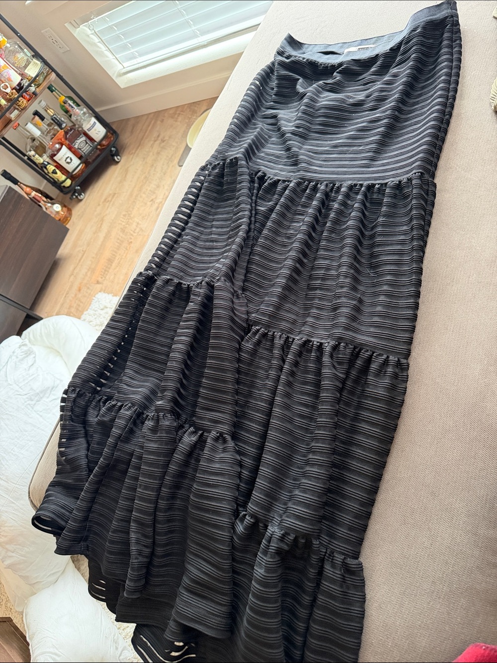 Tracy Reese Black Tiered Maxi Skirt